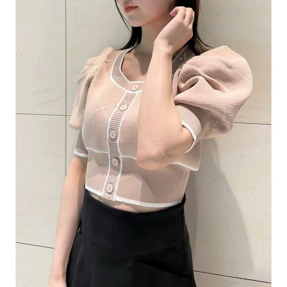 Japan Fashion Pink Cropped Short Sleeves Cardigan, Womens Size XS - Picture 4 of 4